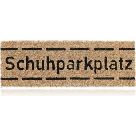 Relaxdays Felpudo Coco Schuhparkplatz, 75x25 cm, Tapete Entrada Alargado, Interior y Exterior, Antideslizante, Natural (1/5)