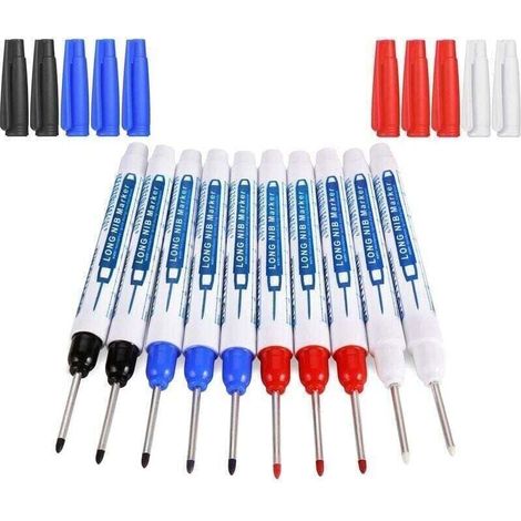 Lot de 10 marqueurs indélébiles à pointe de 30 mm – Encre permanente, imperméable et antitache – Pour surfaces métal, plastique, bois - 10pcs (1/4)