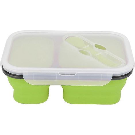 Boîte à lunch pliable portable en silicone de qualité alimentaire, récipient de conservation des aliments 1L (vert) (1/5)