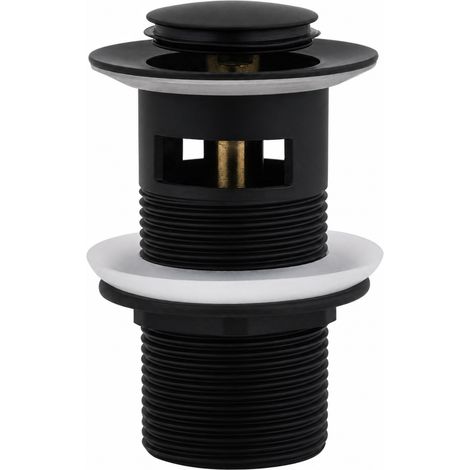 Bonde de Lavabo à Clapet en Acier Inox Noir 1 1/4 avec Trop-Plein (1/5)