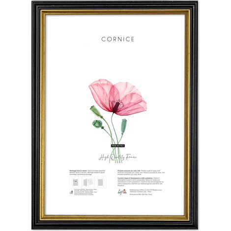 Lupia - Cornice portafoto da parete scura Nera con profilo Oro BLACK GOLD, per foto, stampe artistiche, poster, quadri moderni 30x40 cm (1/4)