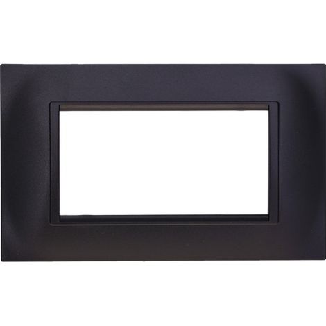Placca Plastica Quadrata ETTROIT Serie Space 4 Posti/Moduli 504 Compatibile Con Bticino Living, 13 Colori Disponibili (Nero)