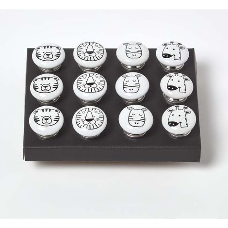 HOMESCAPES Set of 12 Animal Safari Furniture Drawer Knobs (1/5)