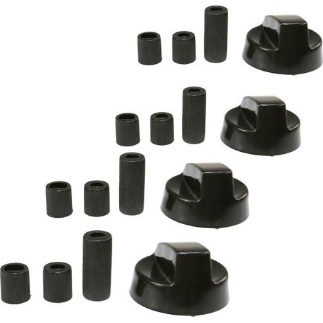 Lot de 4 manettes noire universelle (21815, EBYKNB35X4) Plaque de cuisson