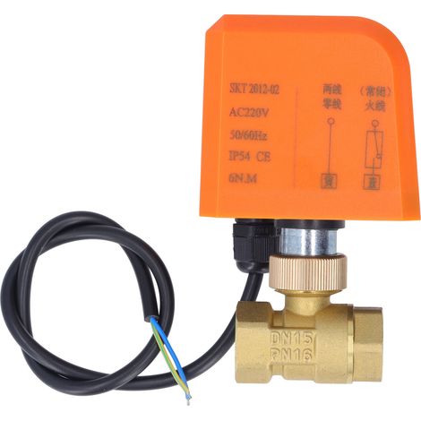Motorisiertes 2-Draht-2-Wege-Kugelventil DN15, normalerweise geschlossen, aus Messing, ABS-Synchronmotor, 220 V Wechselstrom