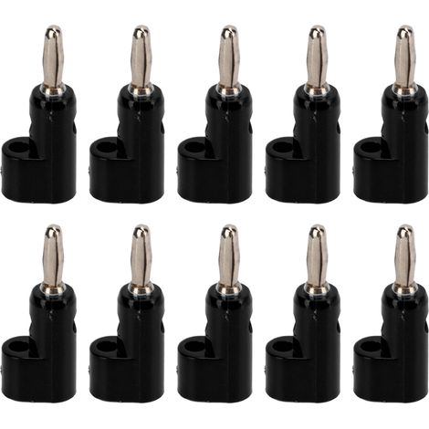 10 Stück stapelbare, lötfreie 4-mm-Bananenstecker mit offener Schraube, 30 V AC – 60 V DC, max. 24 A, für industrielle Elektronikgeräte, Schwarz (1/5)