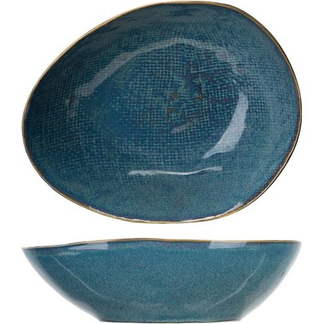 Assiette Ovale creuse AICHA Bleu- 20X16,5XH5,5Cm-Lot de 6 (1/3)