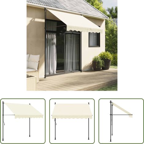 Terrassenmarkise -  Markise Einziehbar Creme 250x150 cm Stoff und Stahl (1/5)