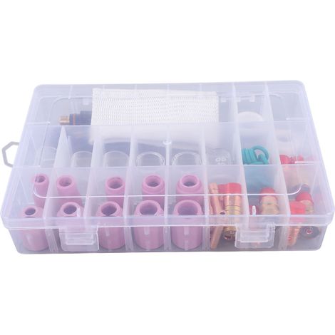 Kit d'accessoires pour torche de soudage TIG 56 pièces : buse en céramique, porte-gobelet en verre, compatible avec les pistolets WP17, 18 et 26.