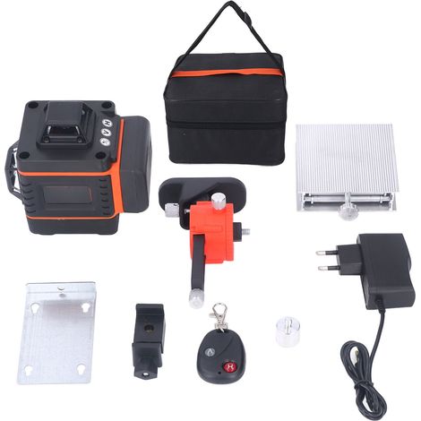 4D-Laser-Nivelliergerät mit 16 grünen Linien, Selbstnivellierung, hoher Präzision, Schutzart IP54, 4x360°, 100–240-V-Netzteil mit EU-Stecker