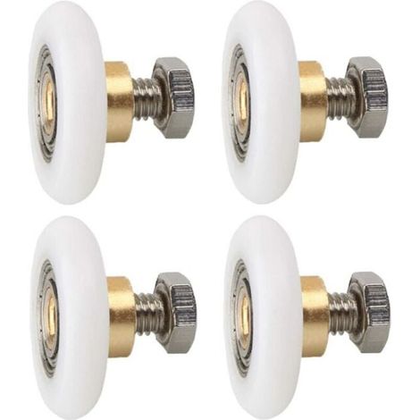 27 mm, 4 pieces, shower door replacement wheels, grooved shower door replacement rollers with screws, diameter 27 mm MUMU