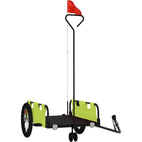 Remorque de vélo vert tissu oxford et fer