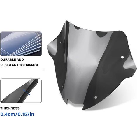 1 jeu. Couleur : Gris fumé. Matériau : Plastique. Pare-brise sport pour moto, déflecteur de pare-brise, accessoires moto. (1/5)