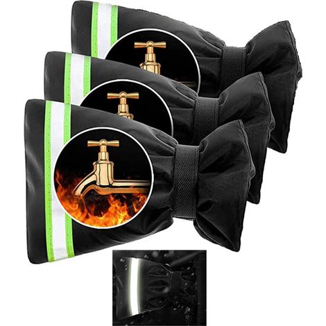 Lot de 3 chaussettes de couverture de robinet d'eau d'extérieur pour la protection contre le gel en hiver, couverture de robinet épaissie de 6,29" L x 9,8" H, chaussettes de protection antigel pour ro