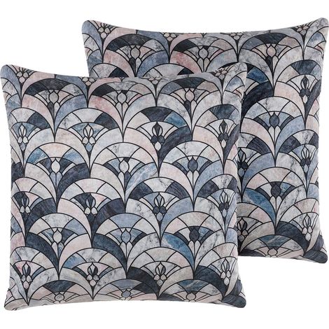 Set of 2 Decorative Cushions KOODAL 45 x 45 cm Multicolour Geometric Pattern (1/5)