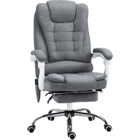 Fauteuil de bureau ergonomique avec fonction de massage lombaire et chauffage, dossier inclinable et verrouillable, assise pivotante à 360°, hauteur réglable, charge maximale 120 kg, couleur gris (1/5)