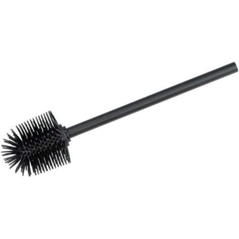 QORVA-Brosse WC silicone noire de rechange, Brosse WC noire avec manche en Acier inoxydable - silicone, Ø 8x35 cm, Noir