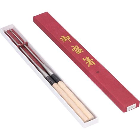 Baguettes en acier inoxydable Baguettes de Sashimi Baguettes de Sushi avec manche en bois Baguettes de cuisine Vaisselle Ustensiles de service(180 mm) (1/5)