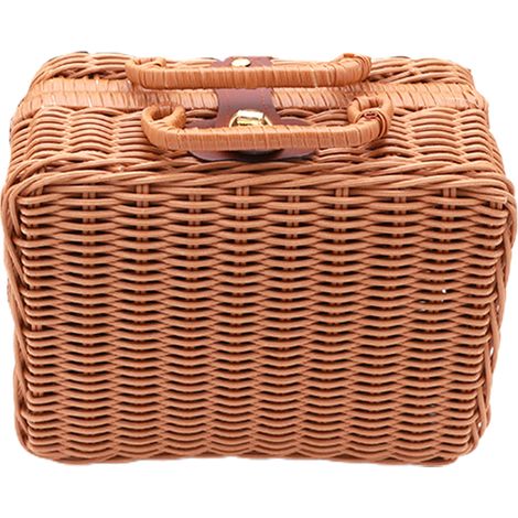 Vintage-Aufbewahrungskorb aus Flechtwerk für Make-up, Reiseutensilien, Picknick-Organizer und Accessoires