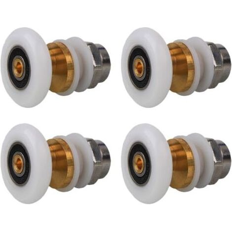 Lot de 4 roulettes pour cabine de douche, roulettes pour porte coulissante, roulettes pour cabine de douche 25 mm, accessoires de salle de bain (1/4)