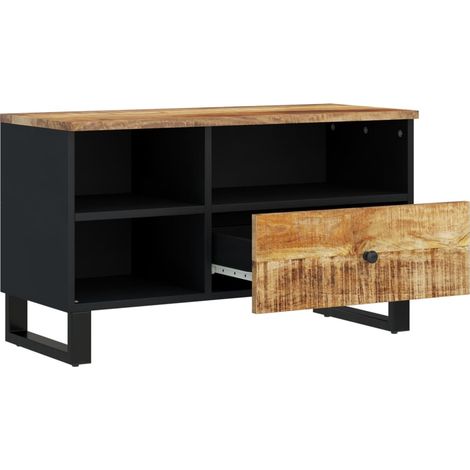 Mobile TV multimediale mensola TV credenza TV sala da pranzo soggiorno camera da letto 80 x 33 x 46 cm legno di mango e marrone ingegnerizzato 020026243