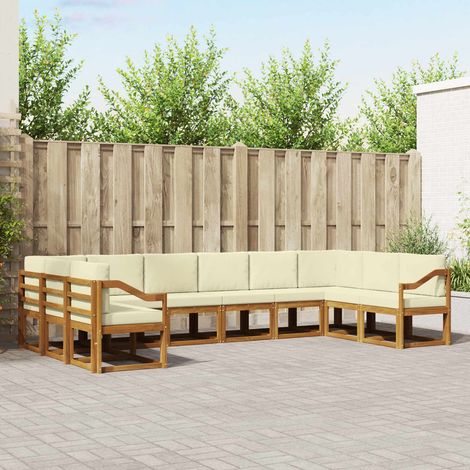 vidaXL Outdoor-Sofagarnitur mit Kissen 10 pcs Natur und Creme (1/5)