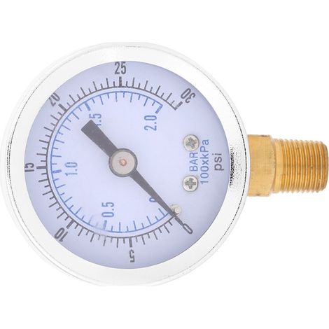 Manomètre hydraulique miniature à cadran pour compresseur d'eau et d'huile, 0-30 psi / 0-2 bar (1/5)