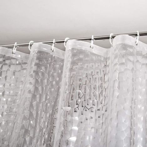 Tenda da doccia antimuffa 180 x 200 cm in EVA impermeabile con 12 anelli e fondo magnetico appesantito, tenda da bagno semitrasparente da 0,15 mm, motivo a cubi d'acqua, per vasca da bagno (1/4)