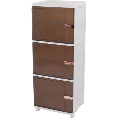 Zusammenklappbare Aufbewahrungsboxen mit großem Fassungsvermögen, mobil, staubdicht, stapelbar, mit Universalrollen und Magnetverschluss, 3-lagig, 40 x 33,5 x 104 cm (1/5)