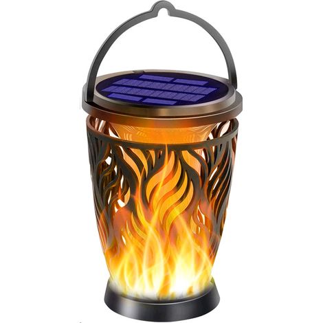 Luce solare - Luce solare da giardino per esterni, luce da paesaggio a fiamma a 96 LED