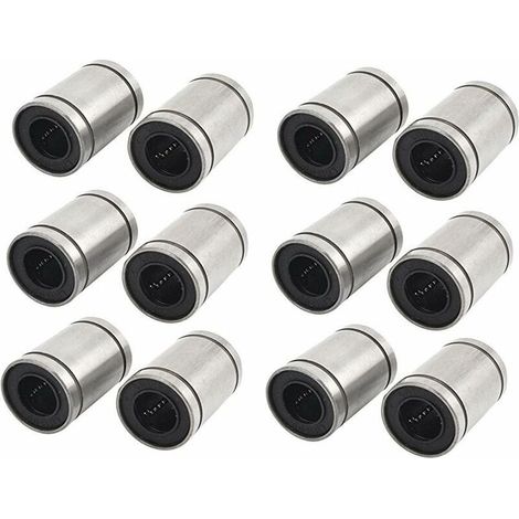 12 Stück LM8UU Linearlager für 3D-Drucker, RepRap Prusa Mendel DIY CNC-Bewegung, Prusa Mendel, Reprap (8 mm x 15 mm x 24 mm)