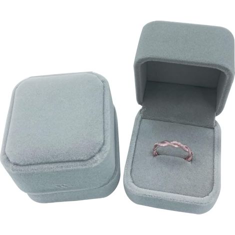 2 pièces de boîte à bagues en flanelle (gris), (1/5)