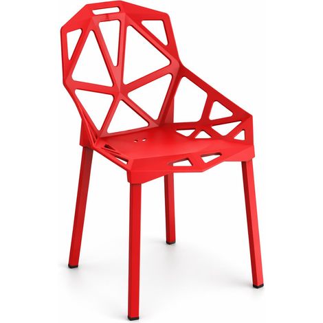 Orion91official® - electra chair  red polypropylene seat   red reinforced steel structure (80x54x59 cm) modern style  dining room  hospitality  office  living room  teleworking  kitchen - spaziorion91 (1/5)