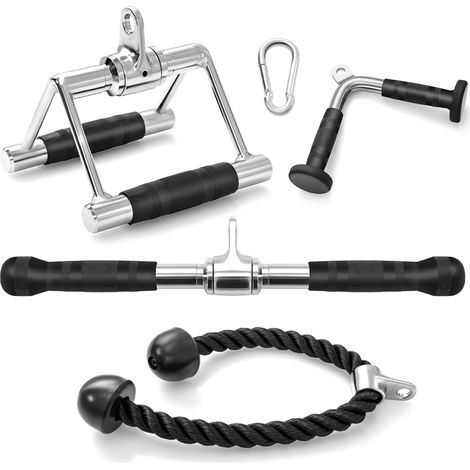Kit d'Accessoires pour Machine de Musculation à Câble Accessoires de Traction Poignée à Pression en Forme de V Barre Droite Corde Triceps (1/2)