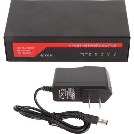 Commutateur Ethernet 5 ports 100M, répartiteur réseau non géré, boîtier de raccordement Hub, prise US 110V-240V pour maison (1/5)