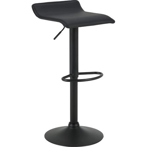 Woltu – Tabouret de bar réglable en hauteur – Rotatif 360° – Siège en simili-cuir noir – Base en métal antirouille – Hauteur 62-84cm (1/5)