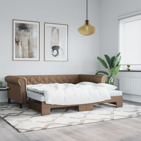 Tagesbett Ausziehbar Cappuccino 90x200 cm Kunstleder vidaXL (1/5)