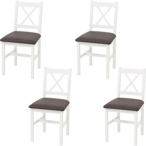Lot de 4 chaises de salle à manger HWC-F77, chaise avec dossier, chaise de cuisine, bois massif, tissu, style cottage- b (1/5)