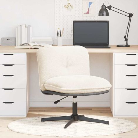Chaise pivotante de bureau,Fauteuil de bureau, Chaise Gaming crème bouclé comme de la laine tissu CFW15378 (1/5)