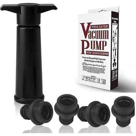 Pompa per vuoto per vino con 4 tappi per bottiglie, tappi per bottiglie di vino riutilizzabili per mantenere il vino fresco