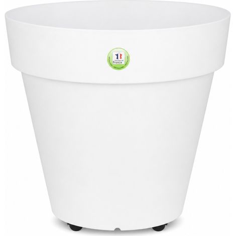 Pot de fleurs 135L Fabriqué en France + Support roulant invisible - 68,5cm - Blanc - Livraison gratuite (1/5)