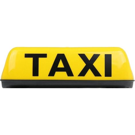 Taxi enseigne lumineuse jaune blanc (29cm) - Panneau taxi lampe plafonnier voiture