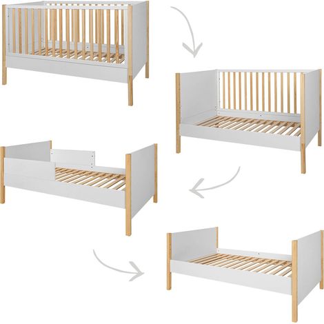 Lit évolutif 70x140 Bellamy Juliette Blanc et bois (1/4)