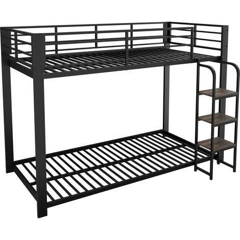 Litera metálica 90 x 200 con escalera de MDF negro HOMVRA (1/5)