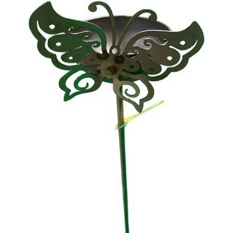 4 Feet Bowl Plant Pin Garden Art with Dragonfly (Pack of 3) - Bare Metal/Ready To Rust