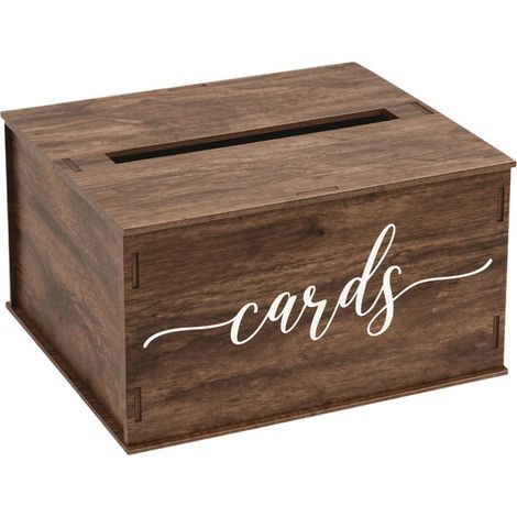 Scatola in legno per biglietti di auguri di matrimonio con fessura - Scatola in legno grande - 29 x 26,6 x 16,5 cm - Per regali in denaro e biglietti di auguri, scatola regalo fai da te per matrimoni (1/5)