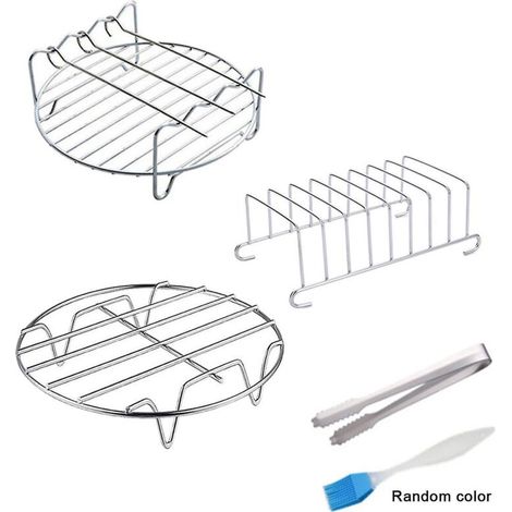 supports de grille en métal de qualité alimentaire pour friteuse à air, double couche, acier inoxydable, neuf - 17,8 cm - 7 pouces (1/5)