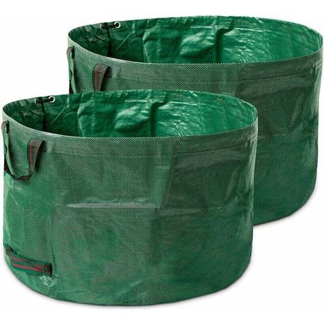 reno-Set mit 2 robusten, selbsttragenden, starken und faltbaren Polystyrol-Grünabfallsäcken mit Griffen für Gartenabfälle und (1/5)
