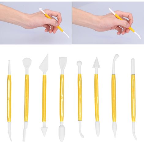 Ensemble de 8 outils pour fondant, pâtisserie et décoration de gâteaux, avec moules à chocolat et emporte-pièces (jaune) (1/5)