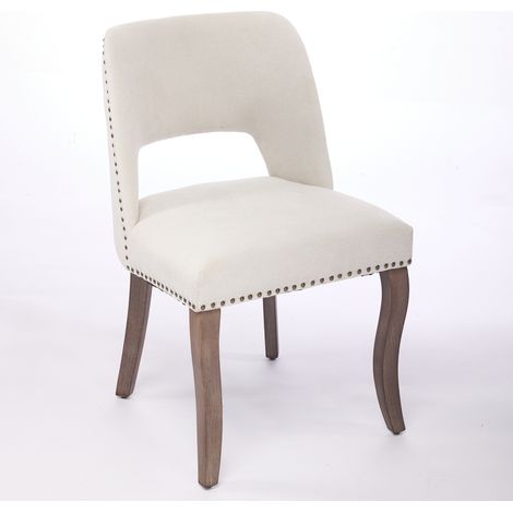 Set di 2 Sedie da Pranzo 58x51x82.5 cm, Imbottitura Comoda in Tessuto, Struttura in Legno, Beige, per Cucina e Sala da Pranzo (1/5)